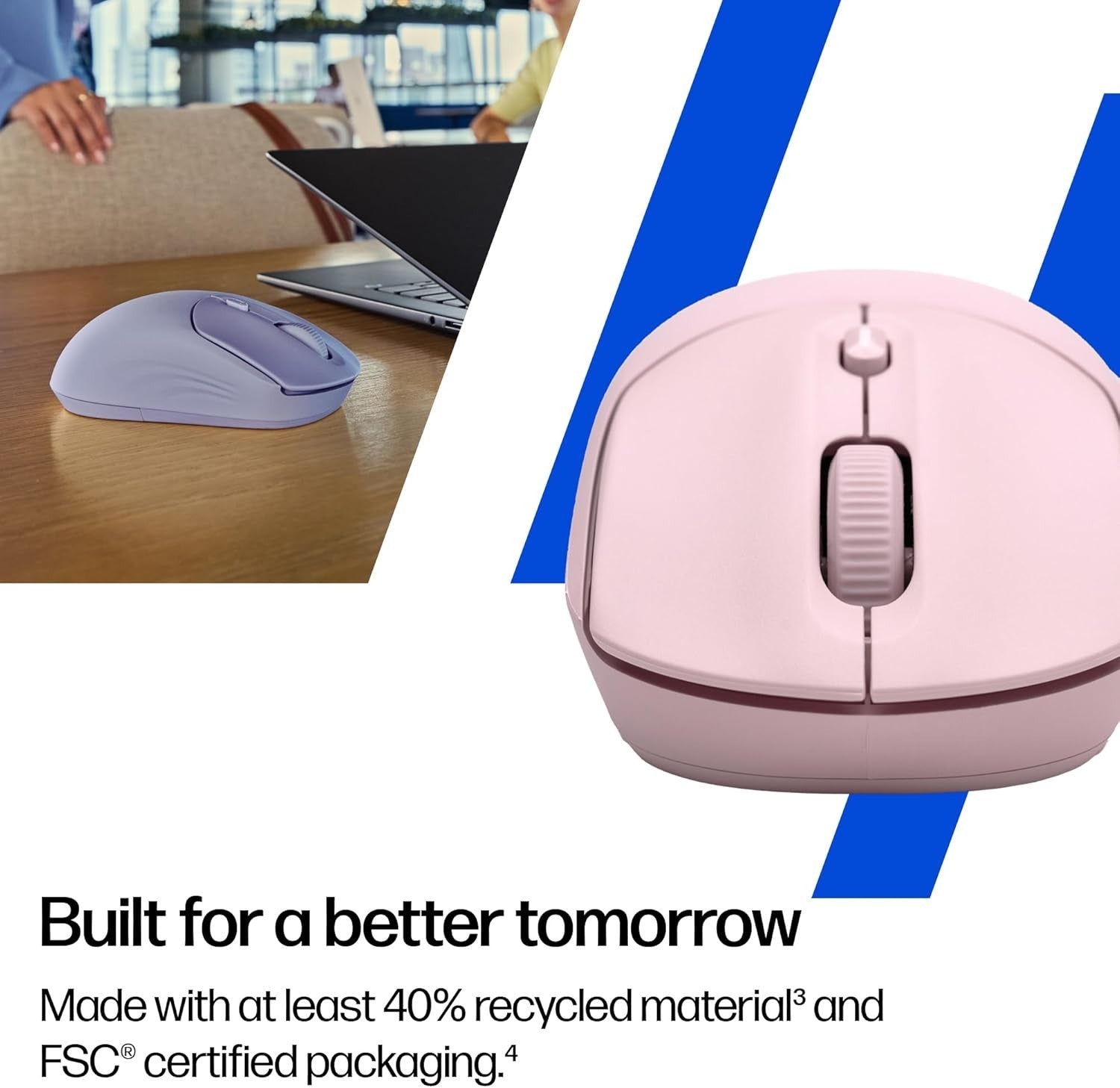 Pink Quiet Wireless Mouse Dual Bluetooth 6000 DPI Soft Touch Office Laptop