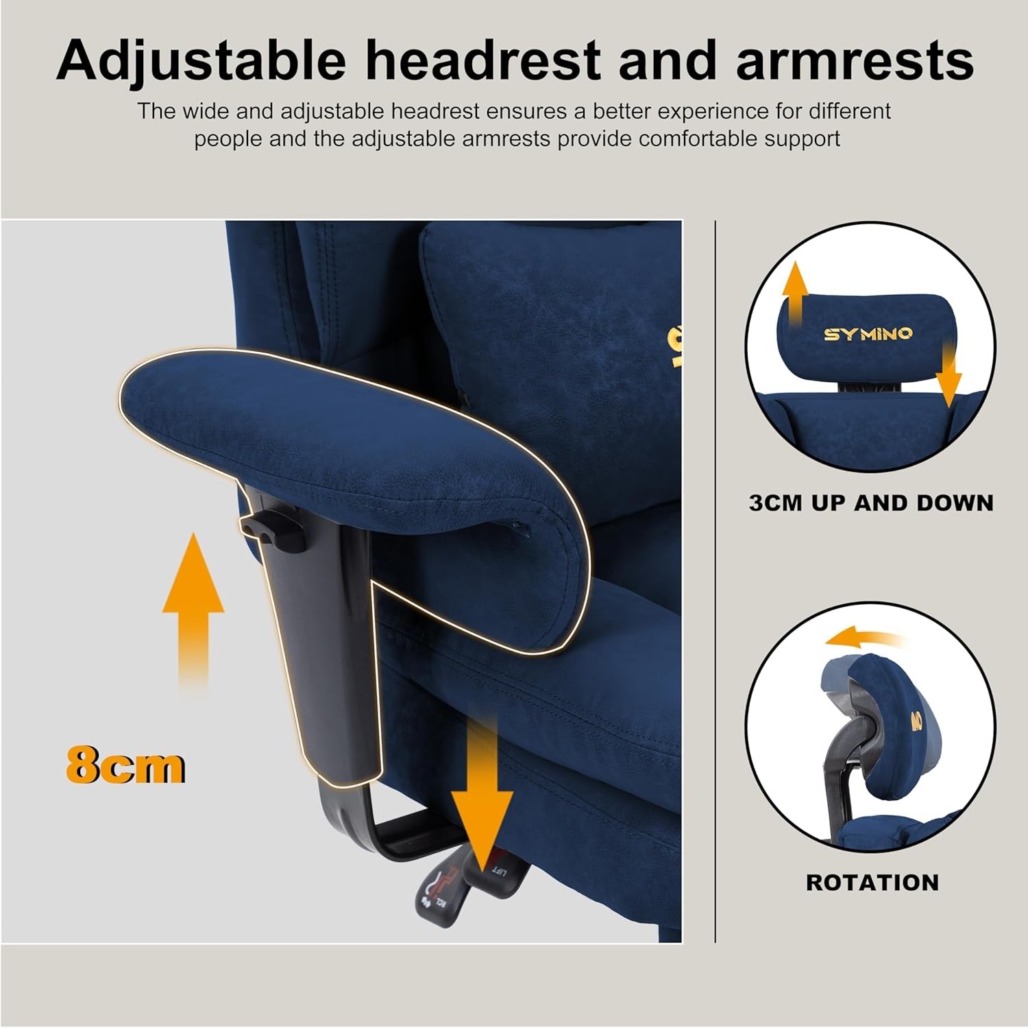 Ergonomic Gaming Chair w/ Footrest Pocket Spring PU Leather Blue