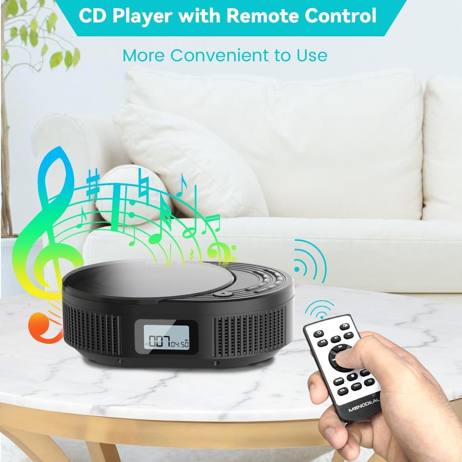 Rechargeable Bluetooth CD Player FM Radio USB AUX Stereo Speakers