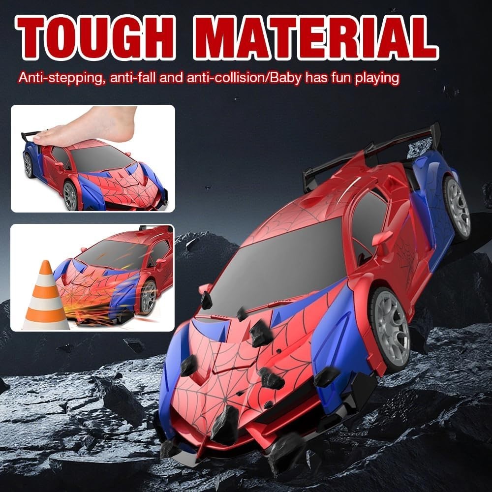 2-in-1 RC Spider Car & Robot for Kids, 1:18 Drift Toy w/ 360° Spins