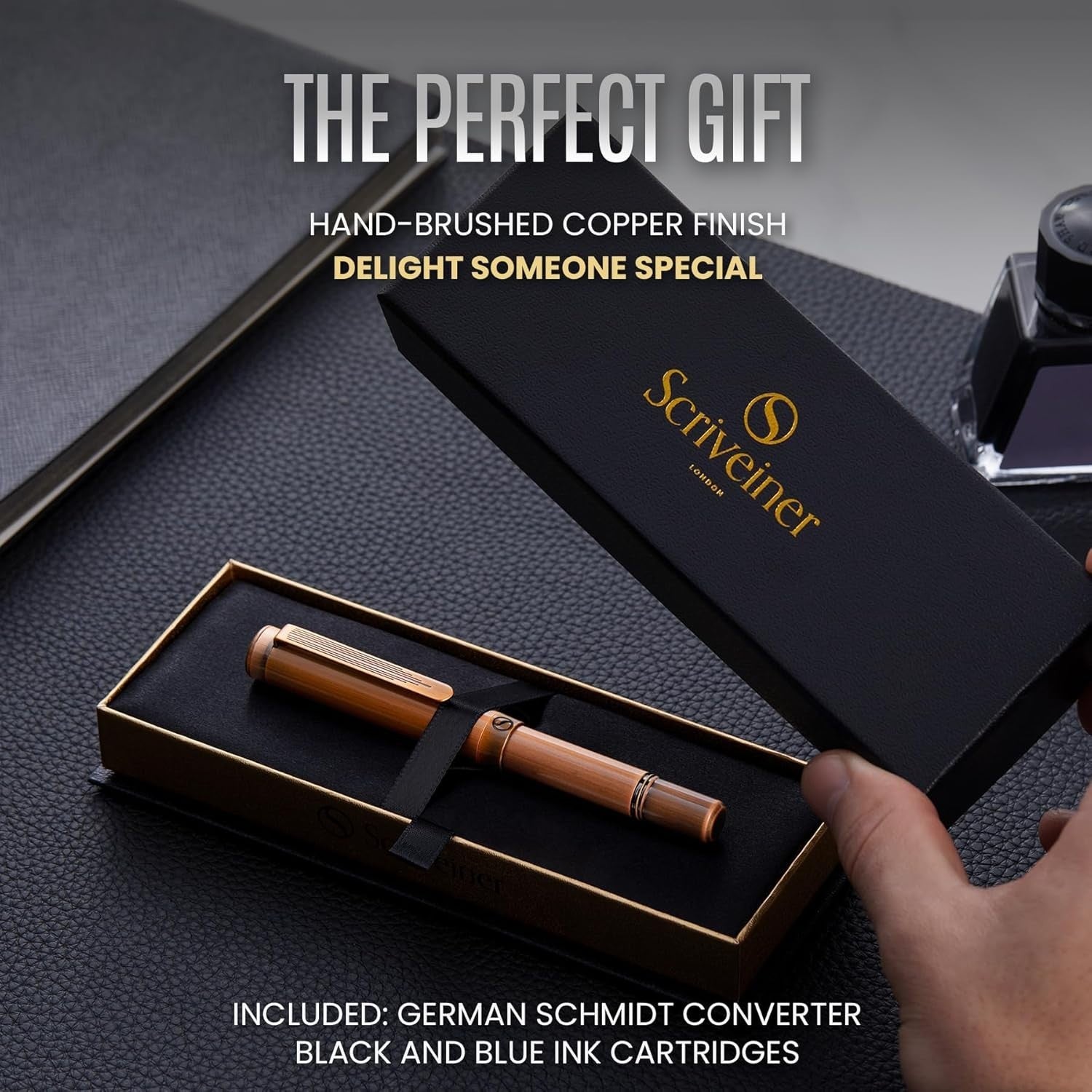 Luxury Brass Fountain Pen Medium Nib Copper Pocket Gift Set