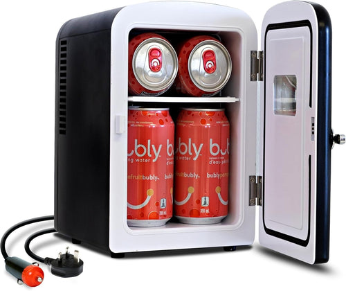 4L Mini Fridge Black Retro Cooler Portable 12V AC/DC Tabletop