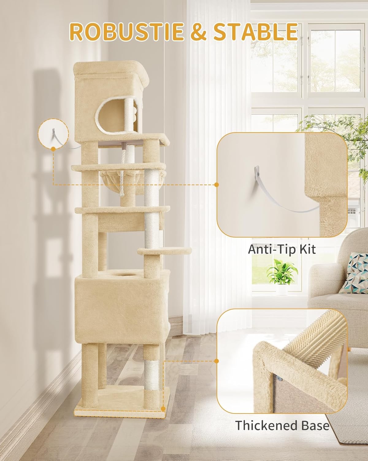 178cm Tall Cat Tree Tower Multi-Level Scratching Posts Condos Large