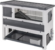 Large Double Tier Rabbit Hutch Outdoor Cage with Ramp Easy Clean Tray