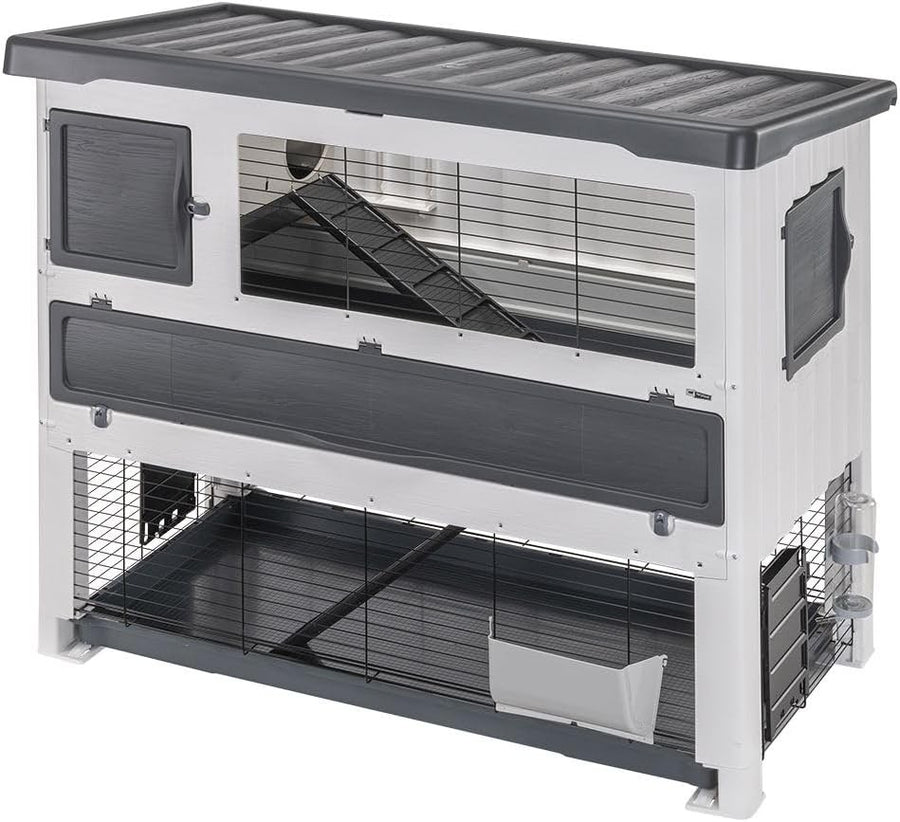 Large Double Tier Rabbit Hutch Outdoor Cage with Ramp Easy Clean Tray