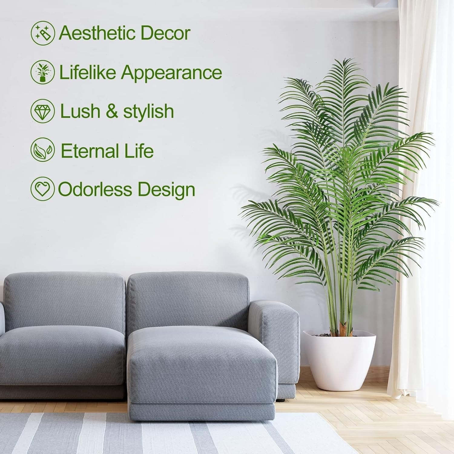 2pcs 180cm Artificial Palm Tree Faux Tropical Indoor Outdoor Home Decor Plant