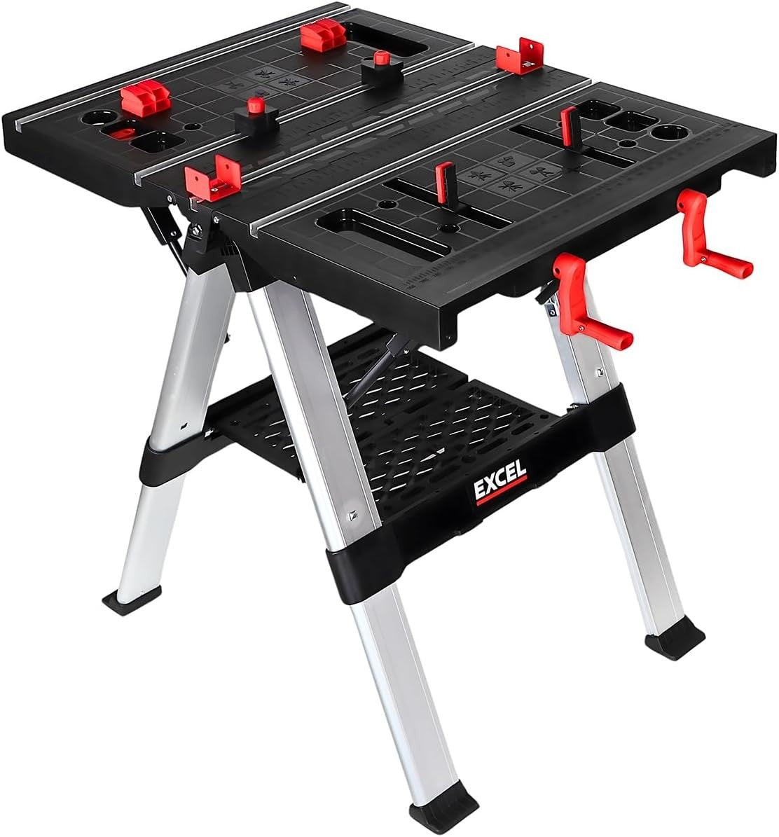 Folding Workbench Twin Pack Adjustable Height Sawhorse Set 150kg/300kg