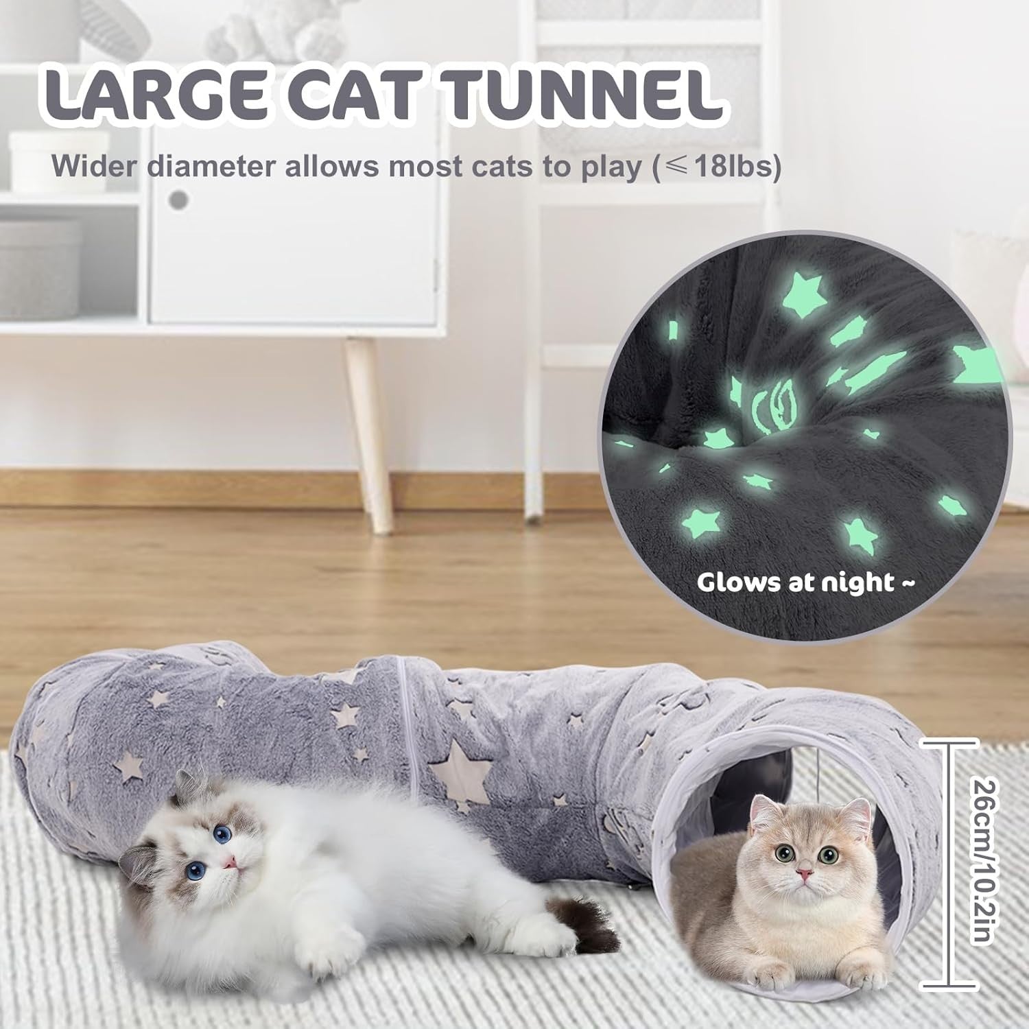 Cat Tunnel Bed 90cm Fluffy Donut Cave Toy Large Indoor Pet Tunnel