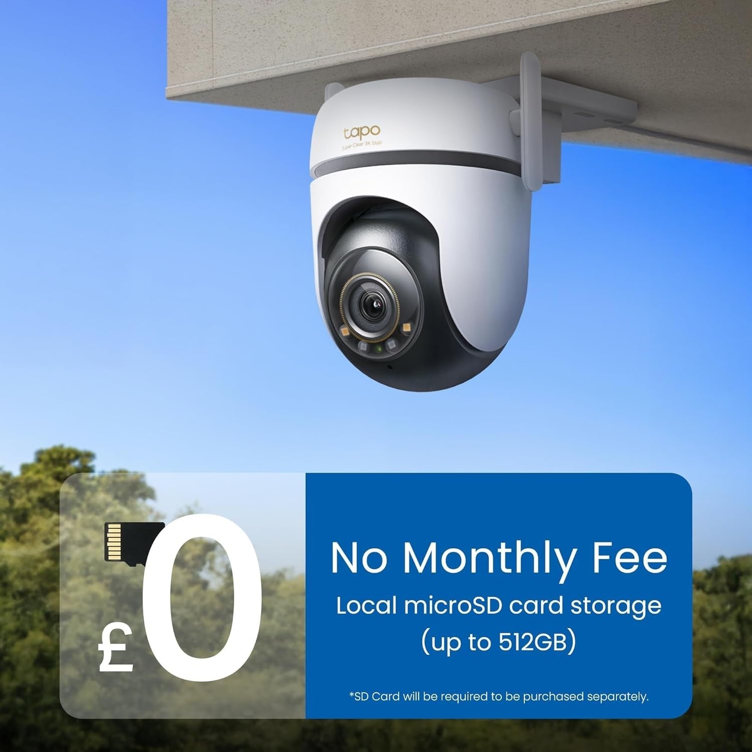 3K 5MP PTZ Outdoor Security Camera 360° WiFi AI Night Vision IP66