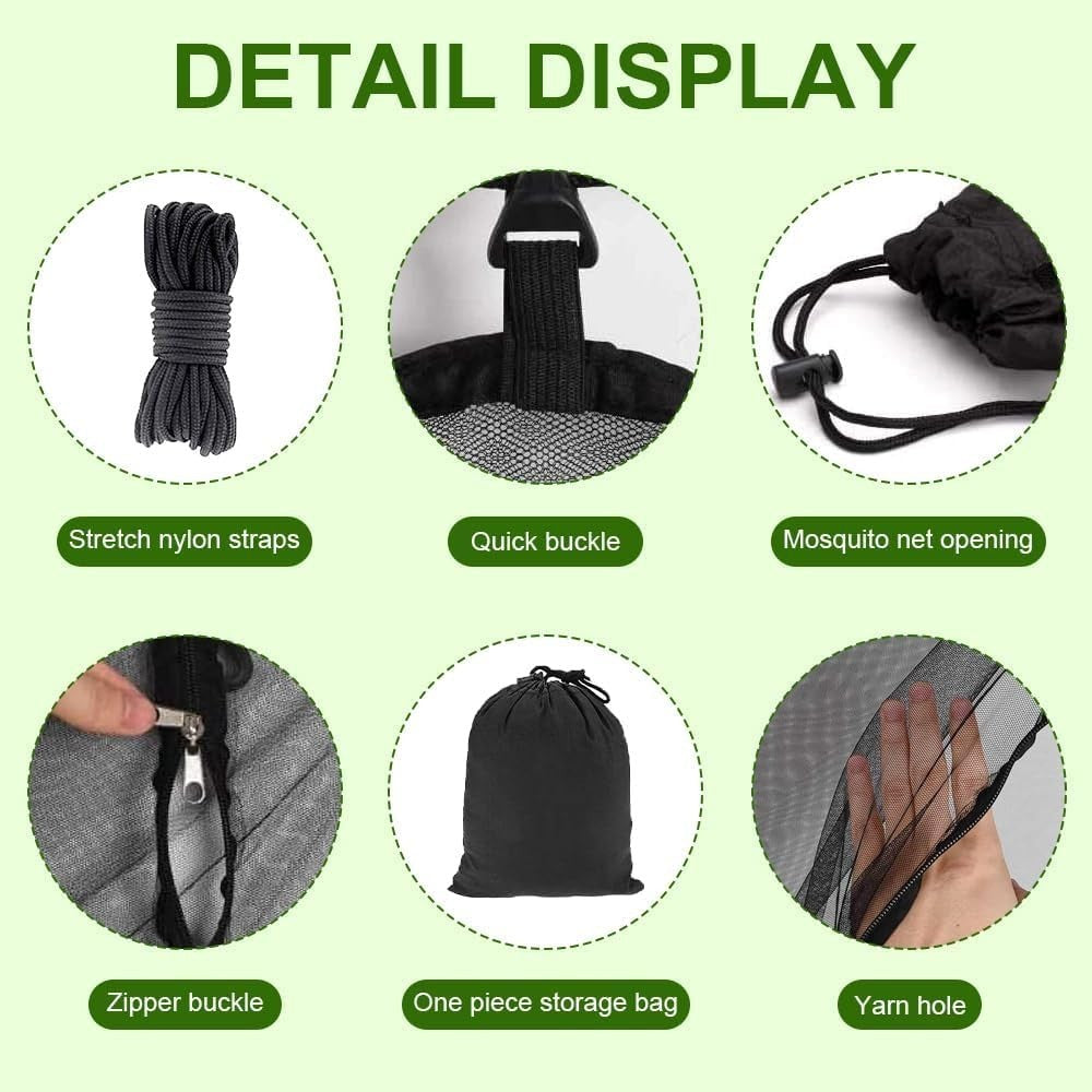 Camping Hammock with Mosquito Net - 290x140cm - 300kg Capacity - Complete Kit