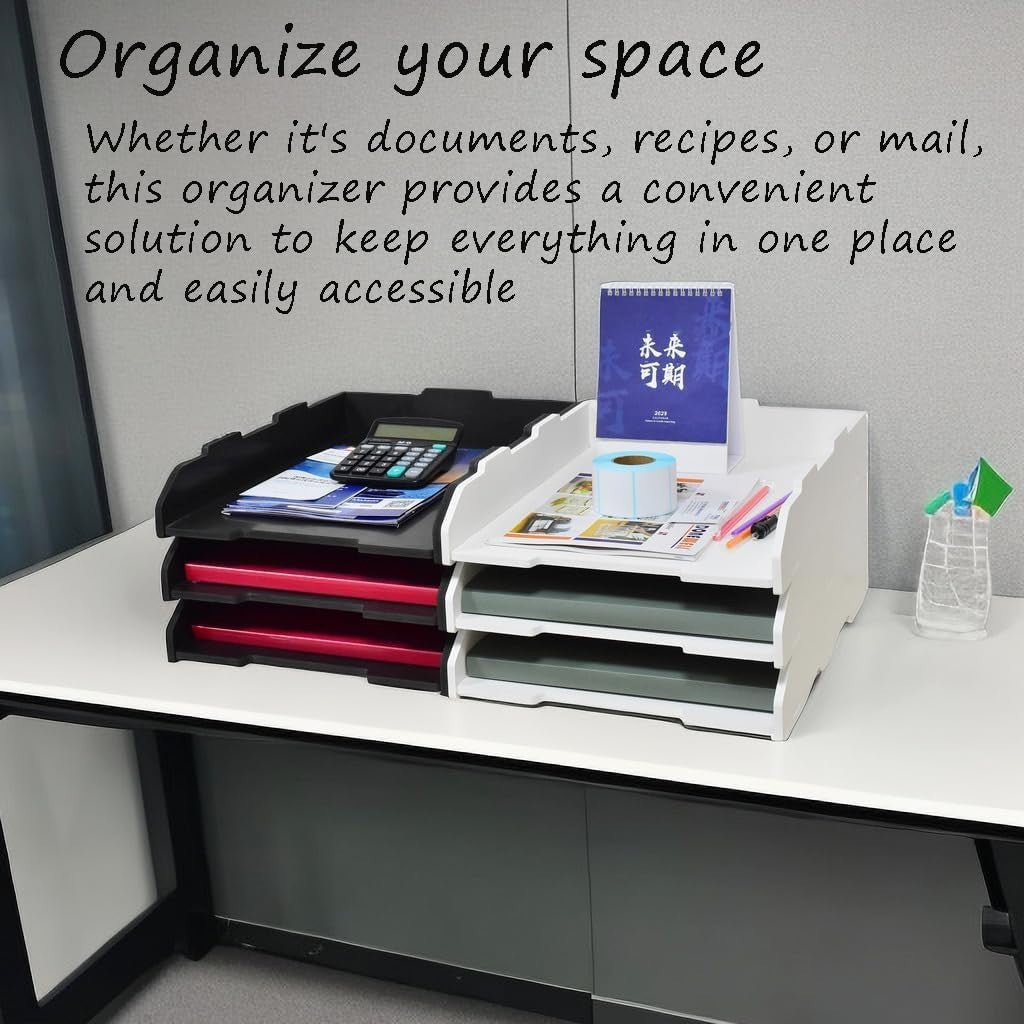 A3 3-Tier Desktop Paper Tray Organizer – Stackable File Holder, Office Storage