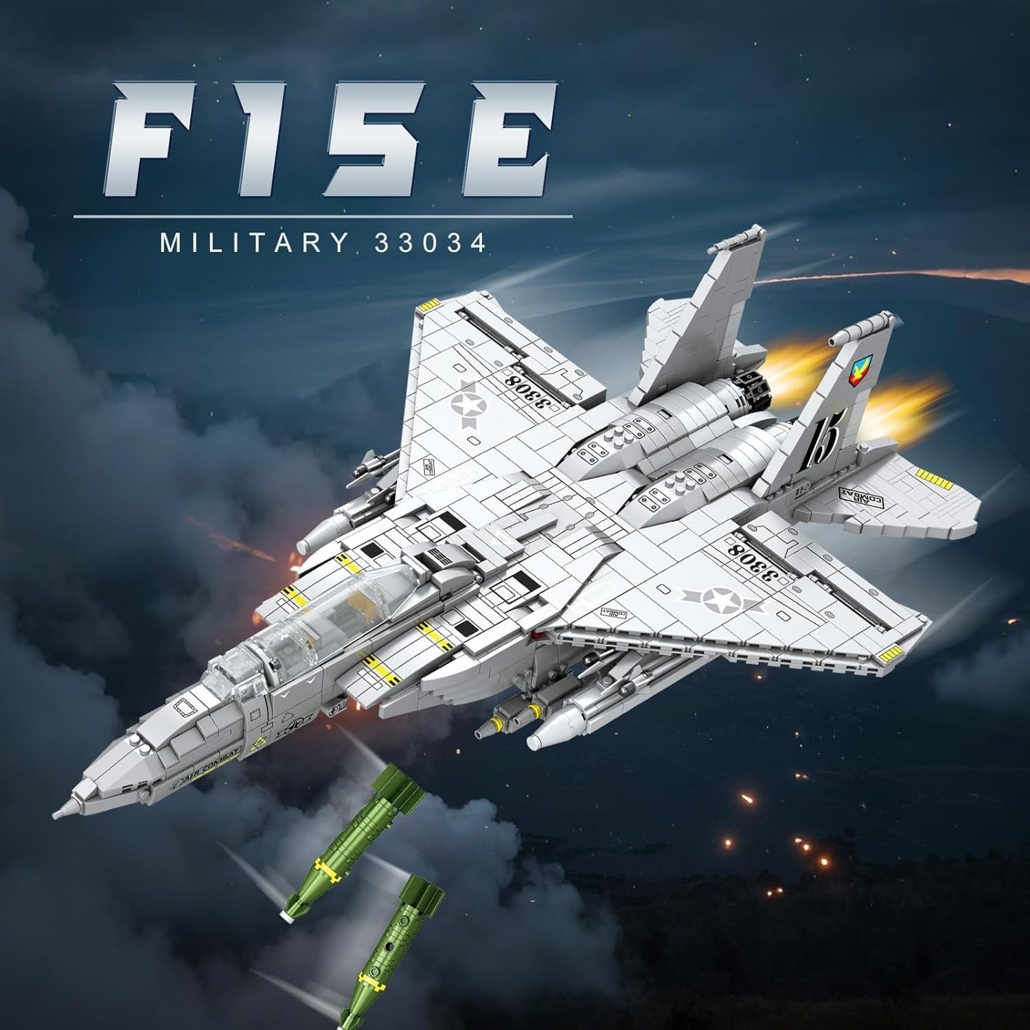 F-15E Fighter Jet Model Kit 2216pcs Military Plane Display Set Adults