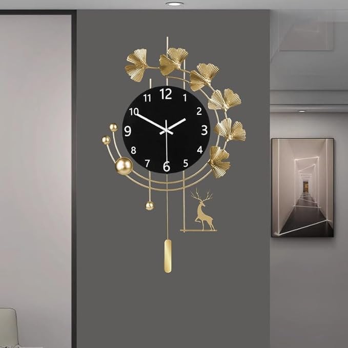 Large Modern Gold Wall Clock 40x60cm Silent Luxury Decor Oversized Living Room