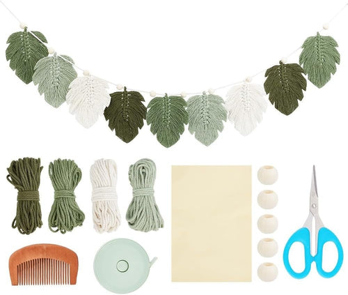 DIY Macrame Leaf Wall Hanging Kit Green Boho Home Decor