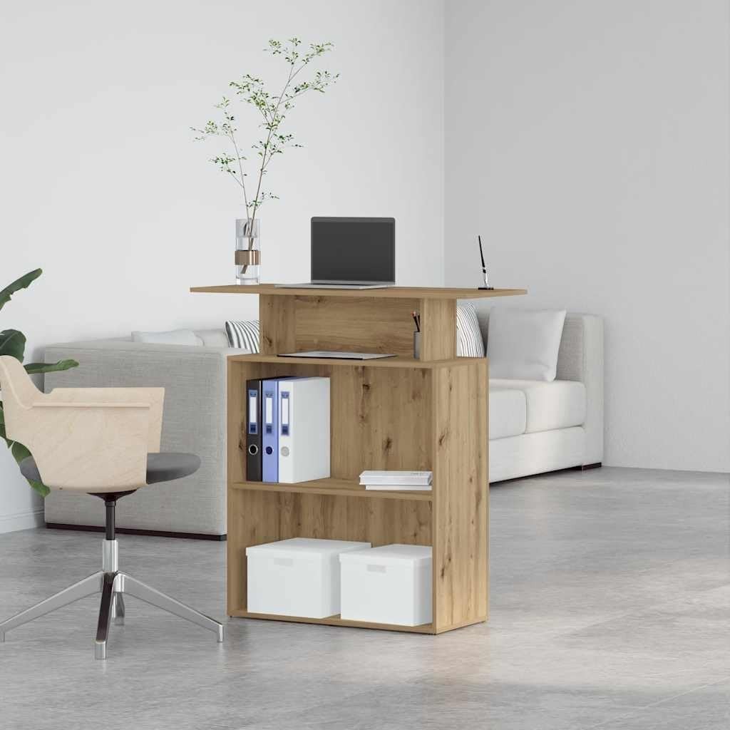 Artisan Oak Reception Desk 100x40x104cm Modern Counter with Storage Shelf