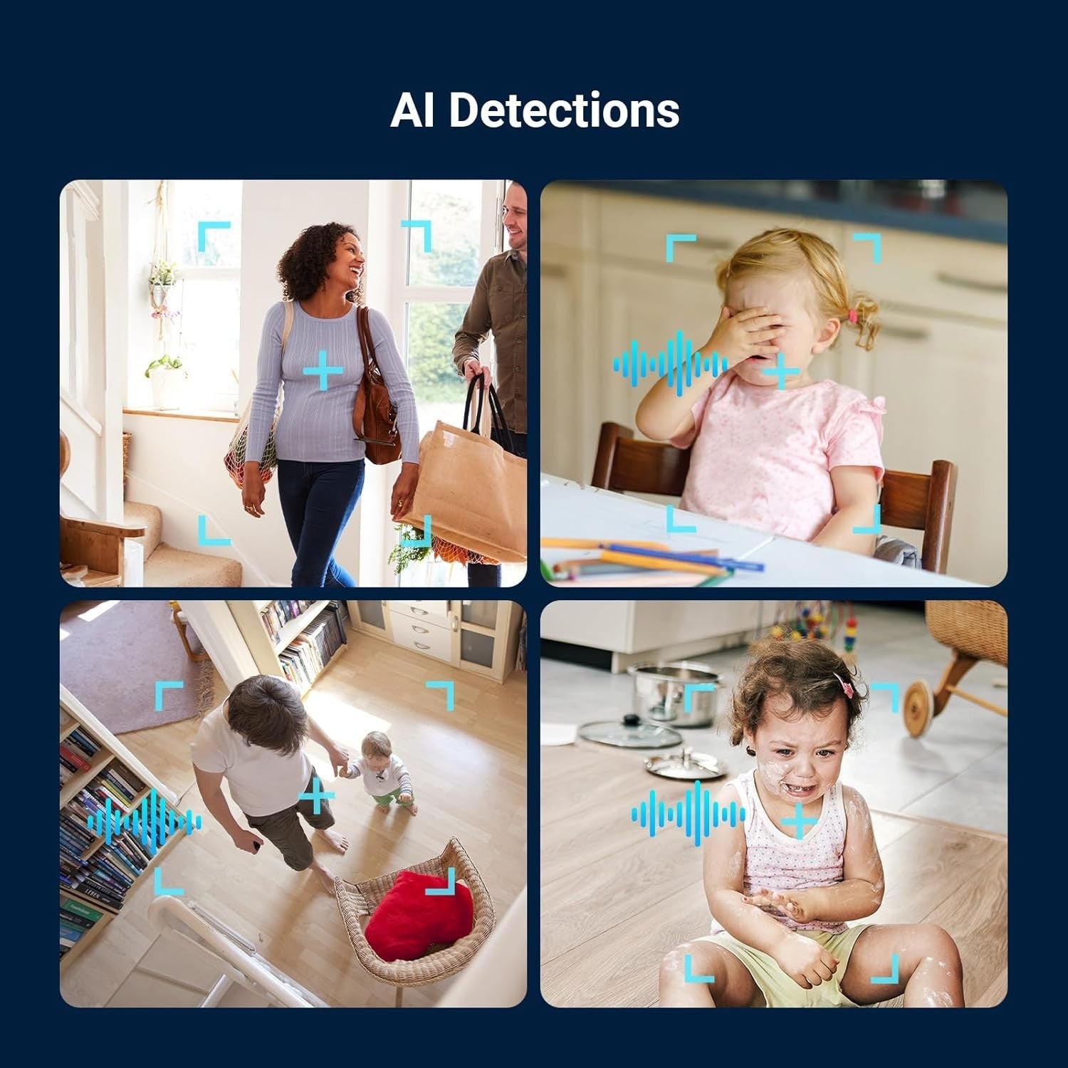 2 Pack 3K Indoor Security Cameras 350° Auto Tracking Color Vision