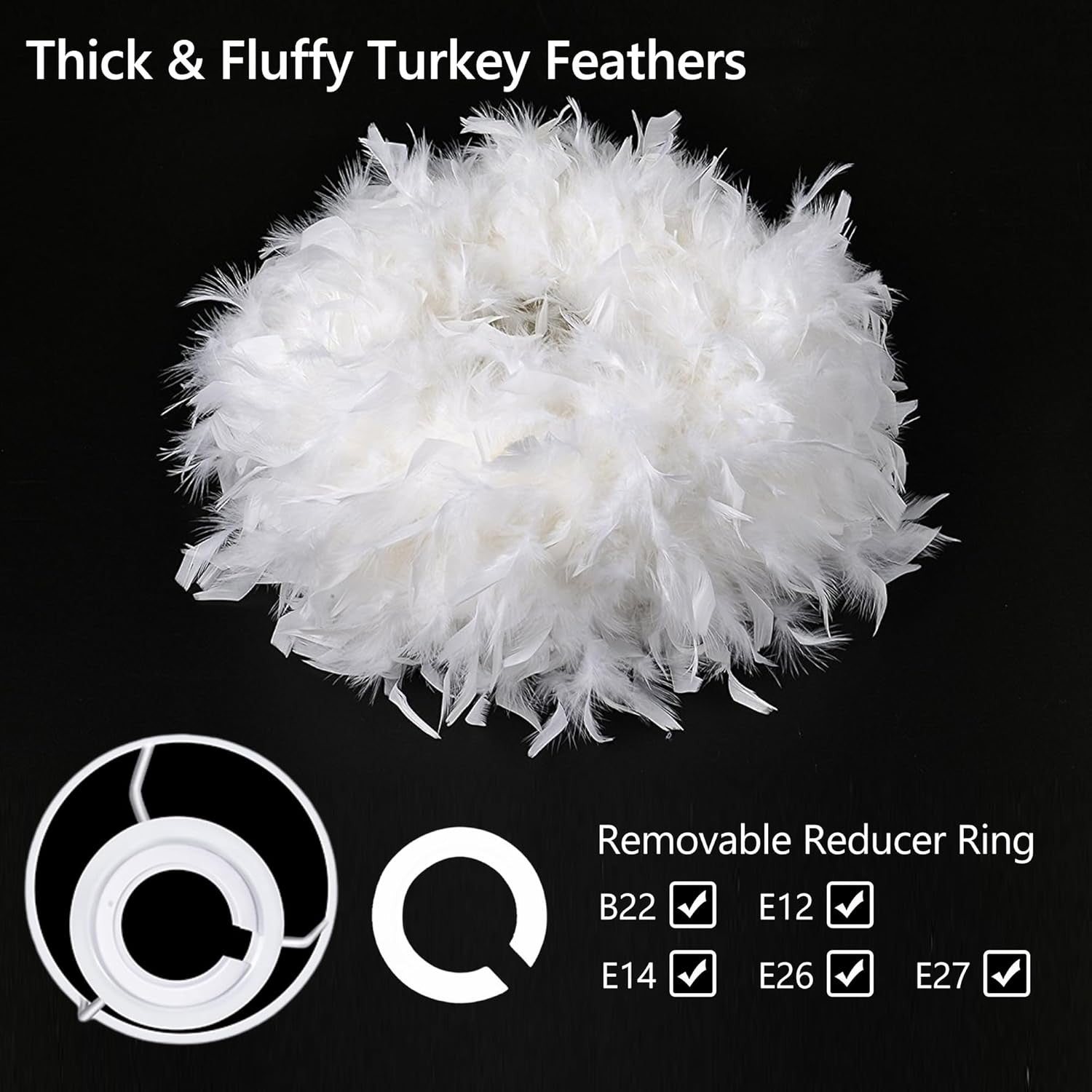 White Feather Lamp Shade 40cm Ceiling Pendant Fluffy Lampshade Decor