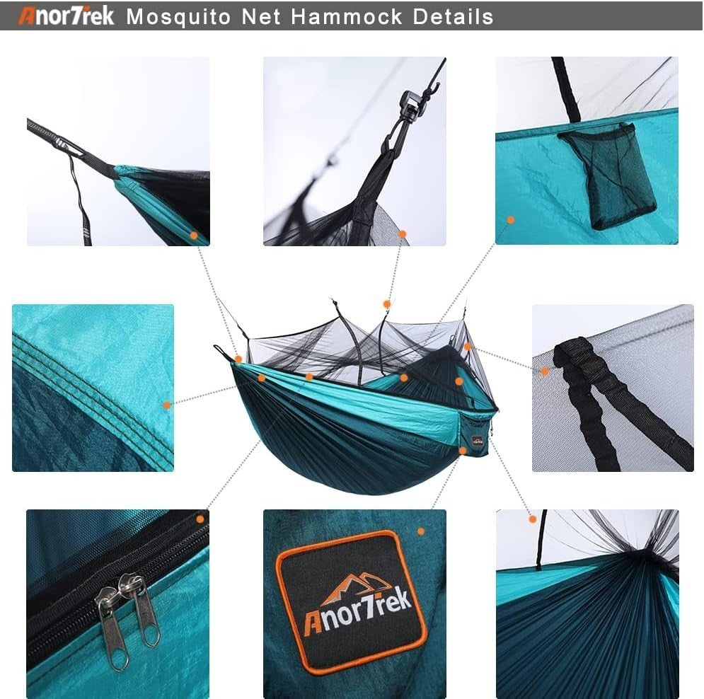 Camping Hammock with Mosquito Net – 500lb Rated, Double, Portable & Lightweight