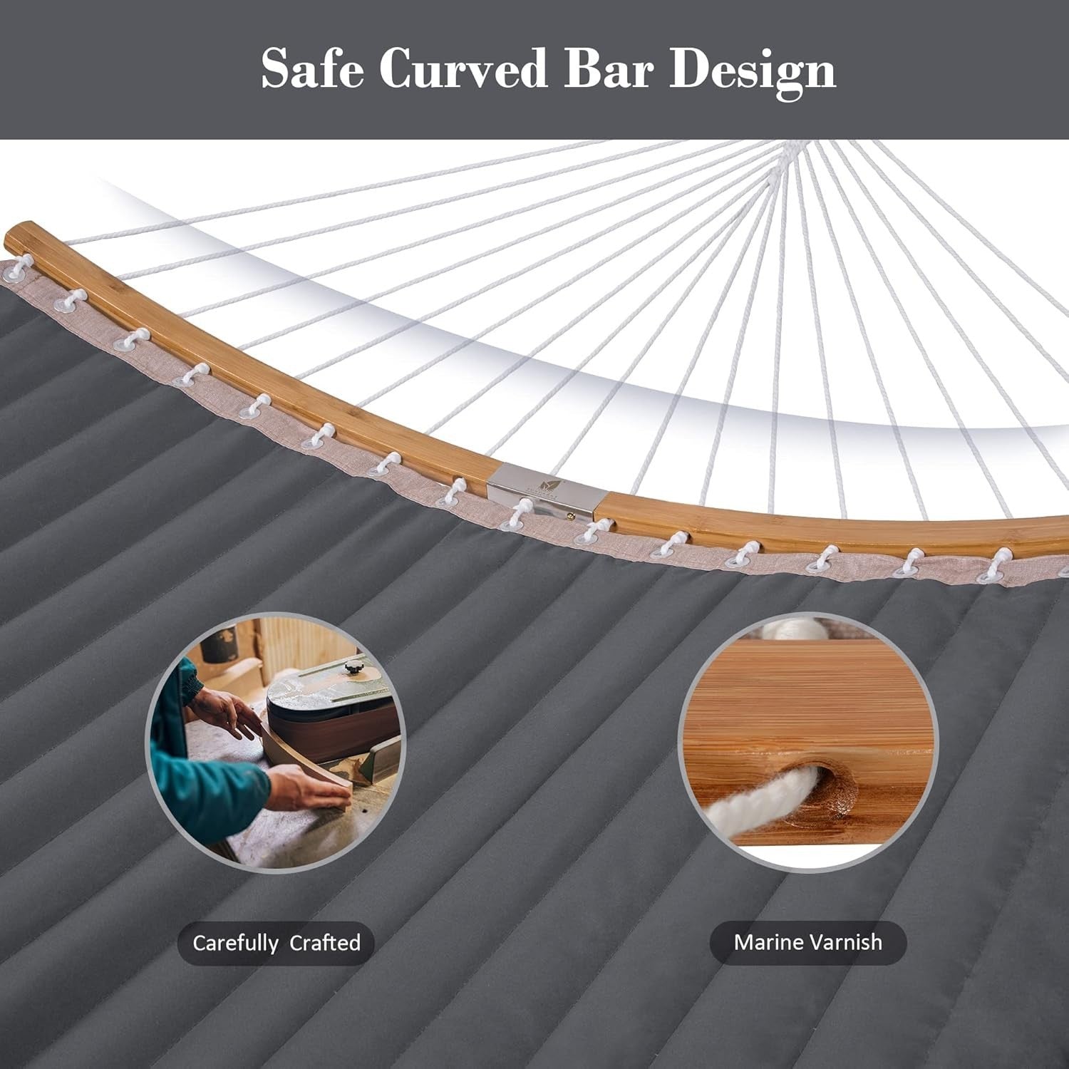 Portable Double Hammock with Stand, Curved Spreader Bar & Pillow – 450lbs