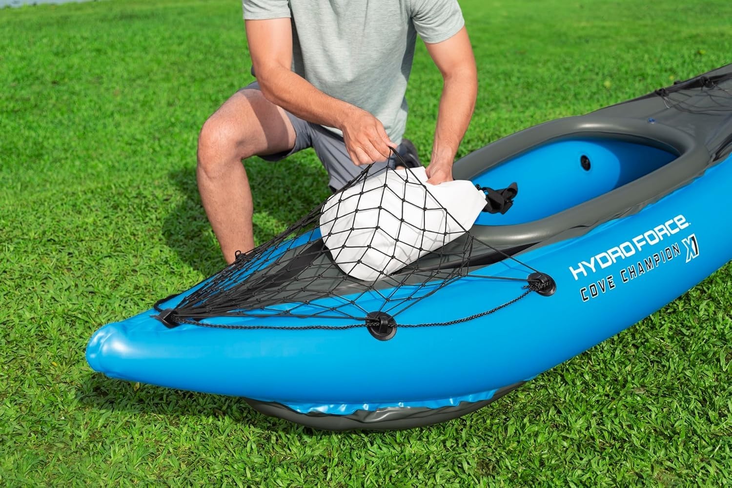 1 Person Inflatable Kayak Set w/ Paddle Pump Seat Bag Blue