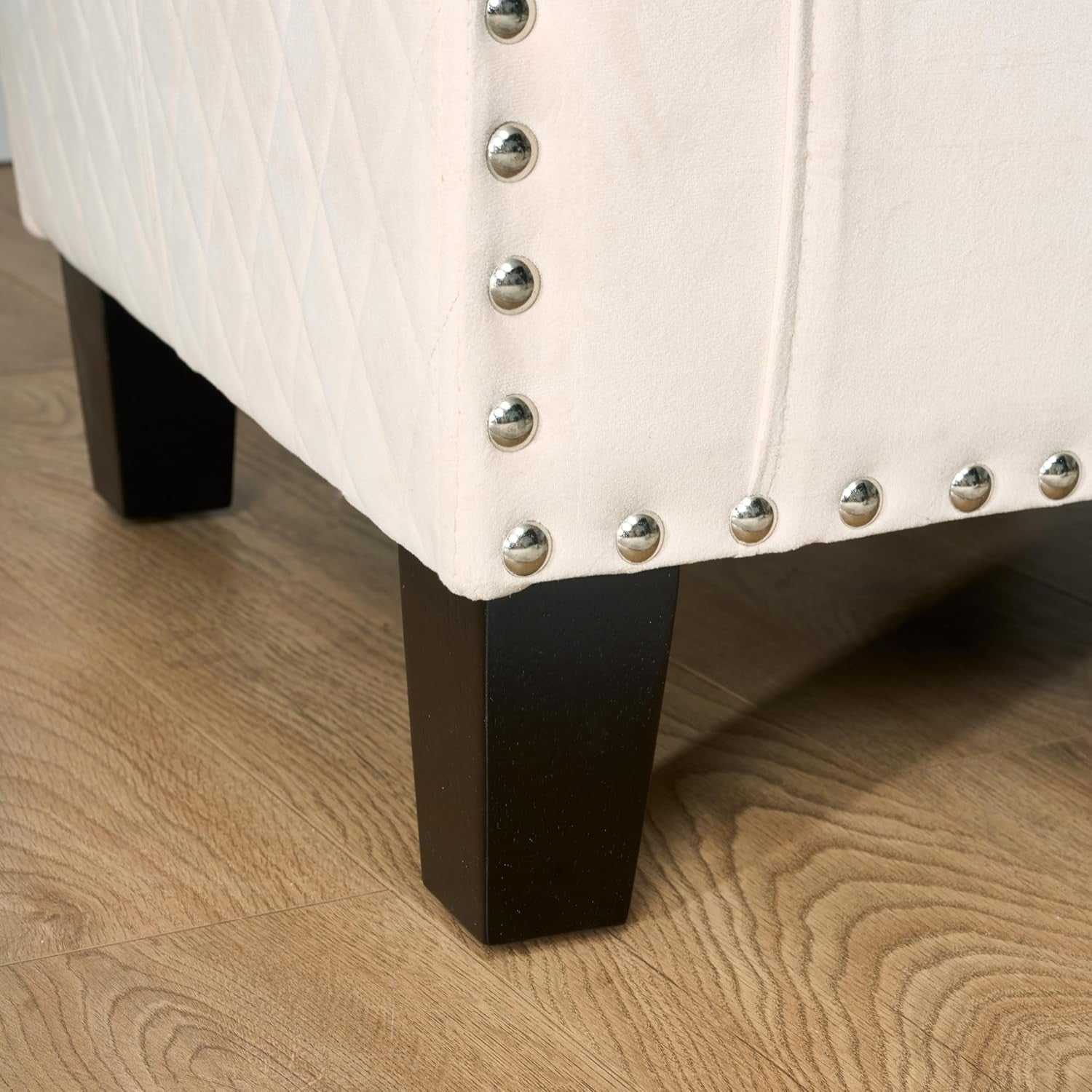 Beige Velvet Tub Chair Studded Accent Armchair Lounge Seat