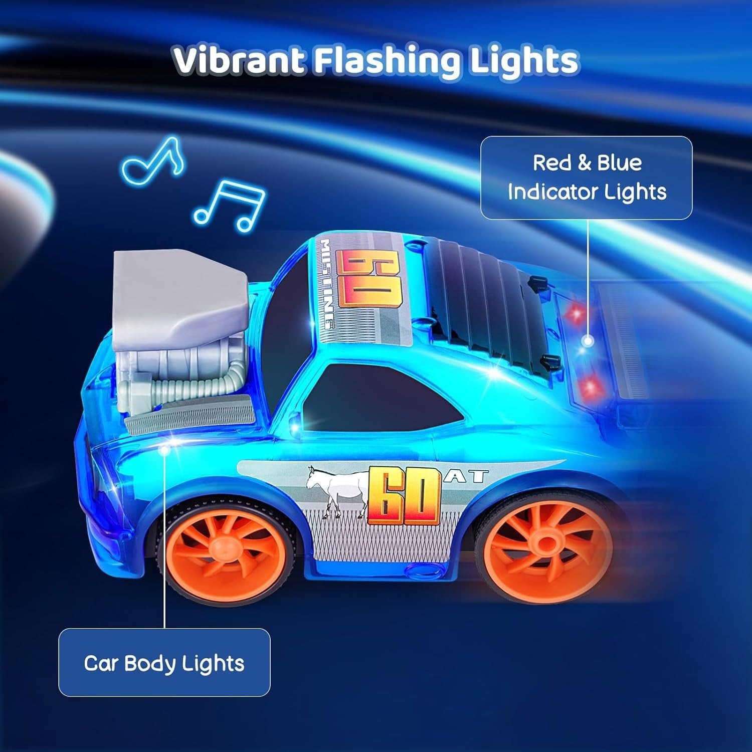 2.4GHz RC Car for Kids 3–7 – LED Lights, Music, Toddler Remote Control Toy