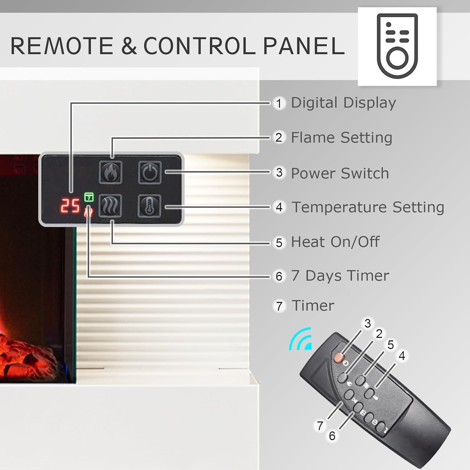 Wall Mounted Electric Fireplace Suite 82cm – LED Flame & Heater 1.8kW