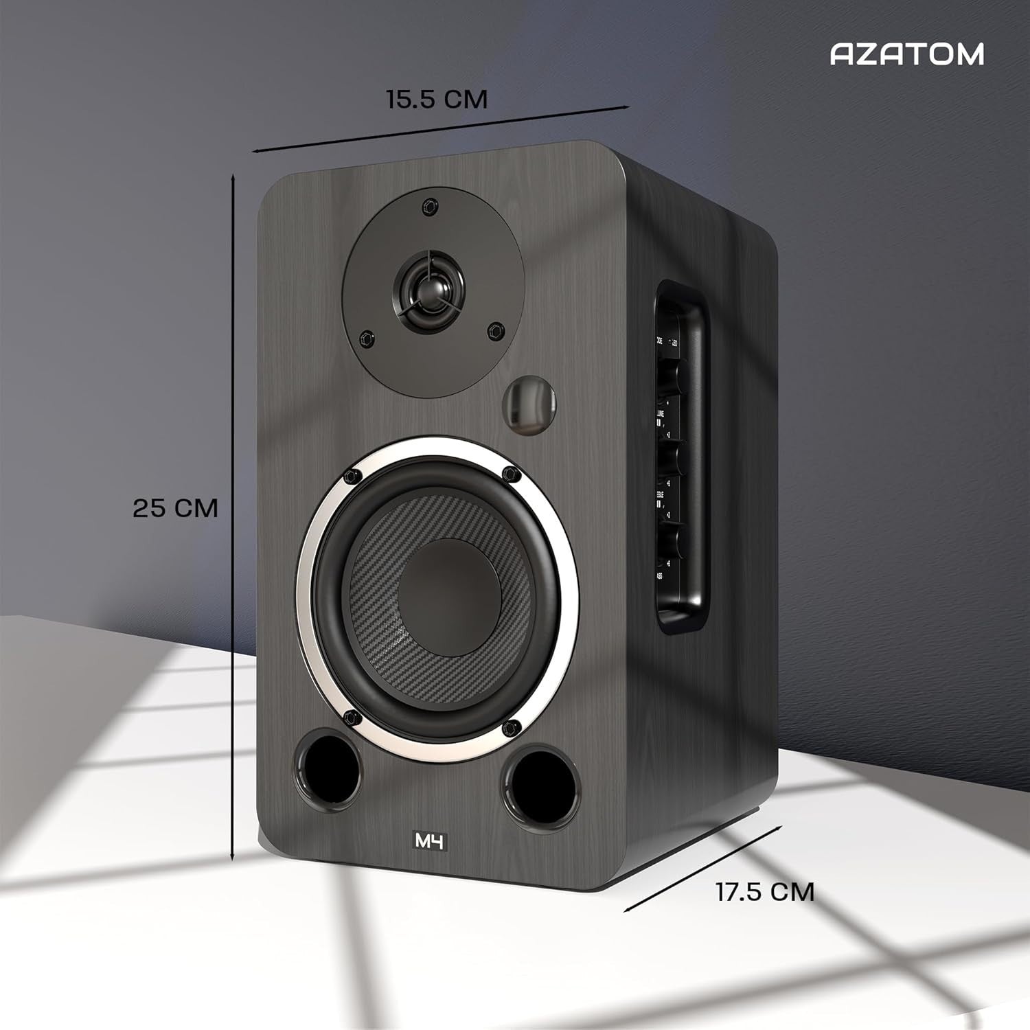 80W Bluetooth Bookshelf Speakers Hi-Res Audio HDMI Optical RCA Wood Finish