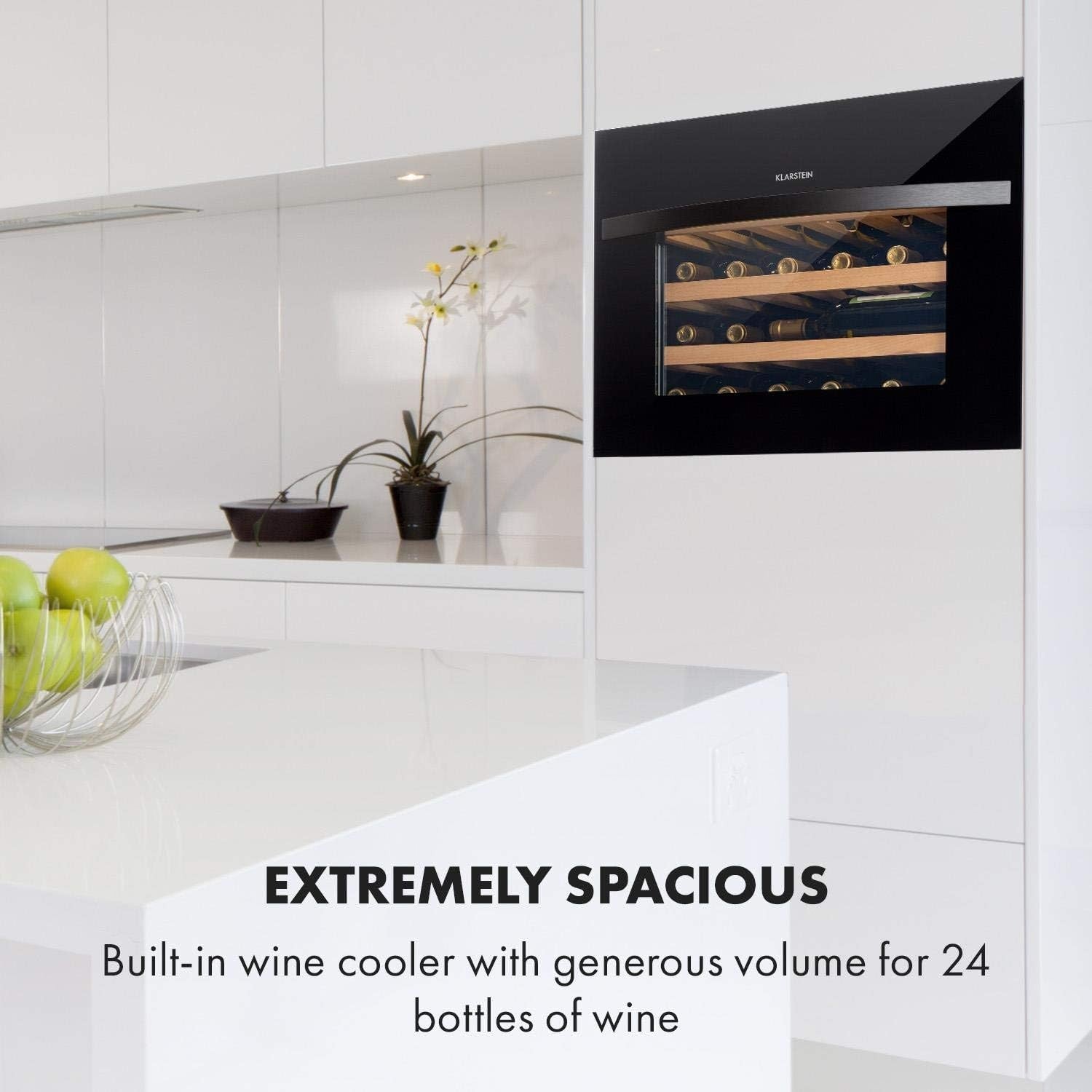 Built In Wine Cooler 51L Single Zone Glass Door Drinks Fridge 24 Bottles