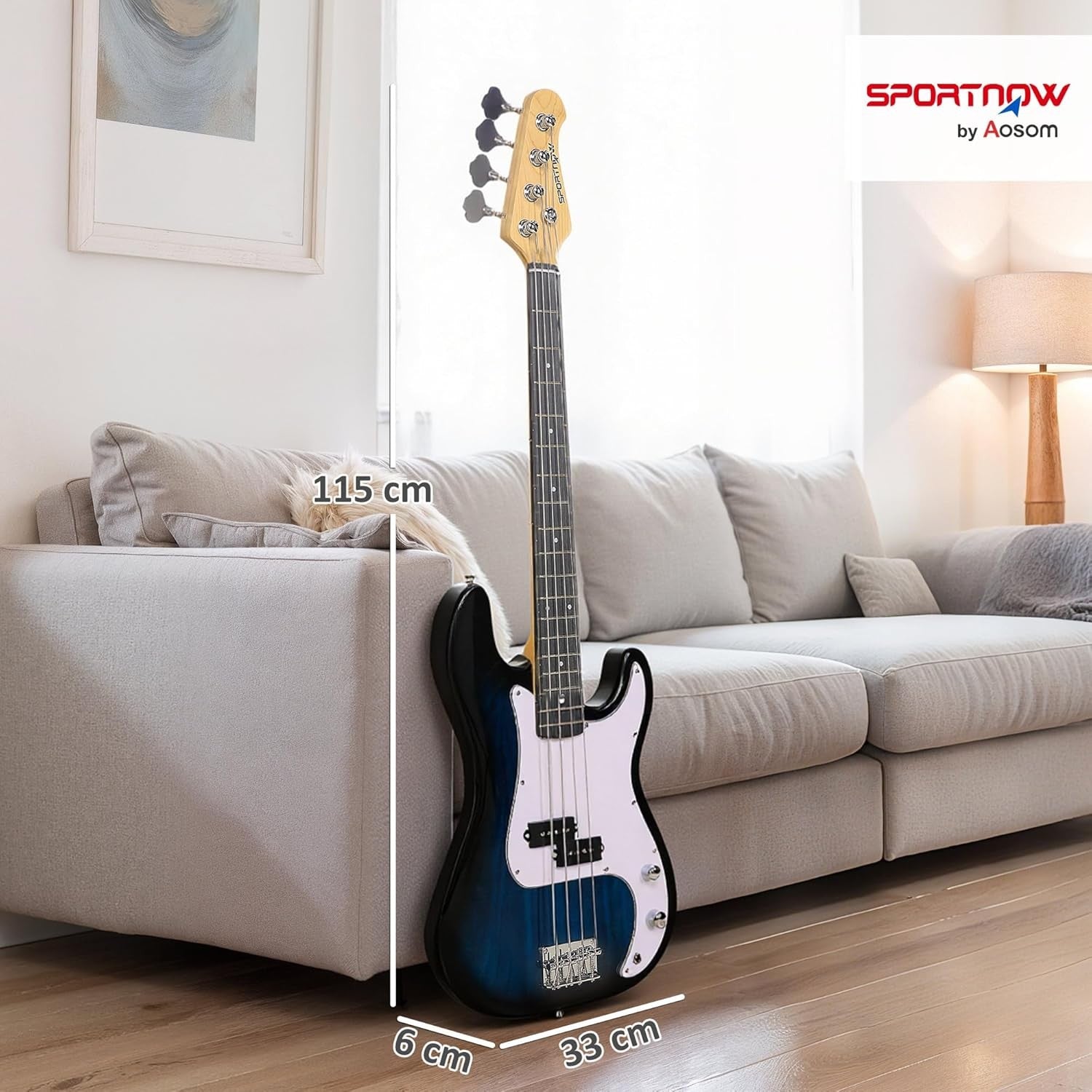 4 String Electric Bass Guitar Full Size Starter Kit w/ Amp Blue