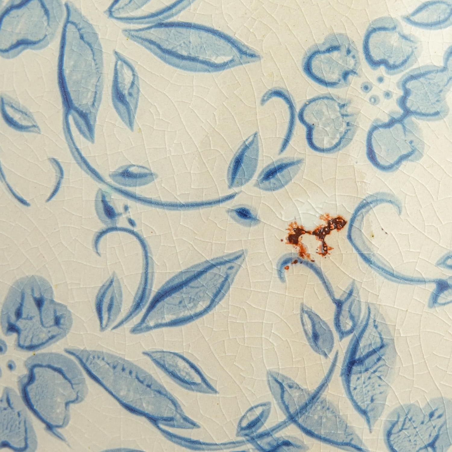 Blue Terracotta Floral Vase Crackle Finish Decorative Table Home Decor