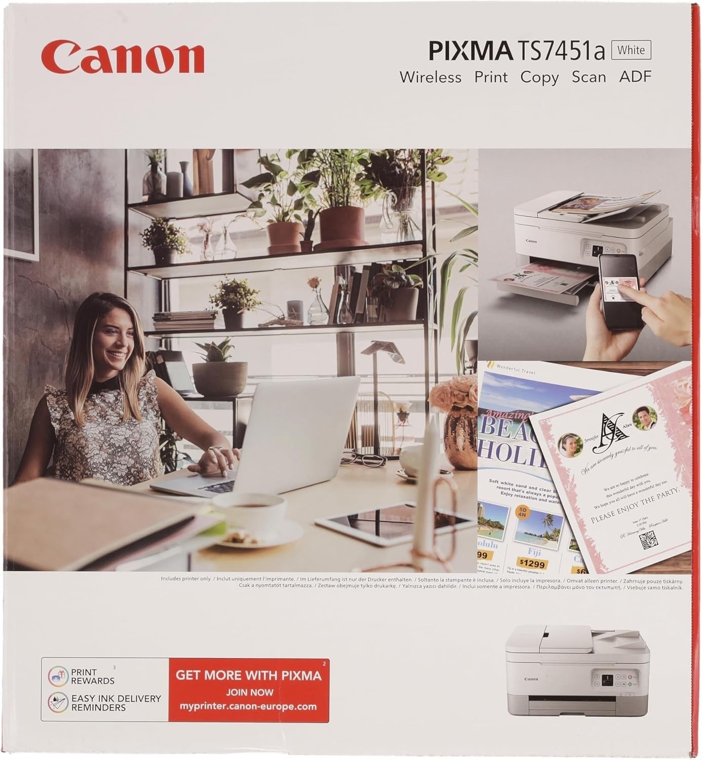 3-in-1 A4 Printer |TS7451a| Wi-Fi, Duplex, ADF, Scan & Copy, White