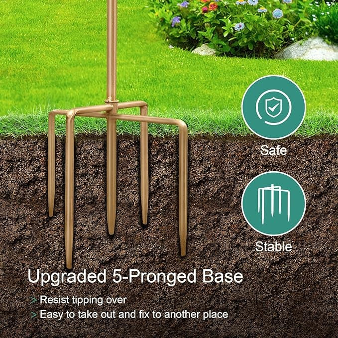 Metal Bird Bath Feeder Bowl – 5 Prong Stand Outdoor Garden Water Feature