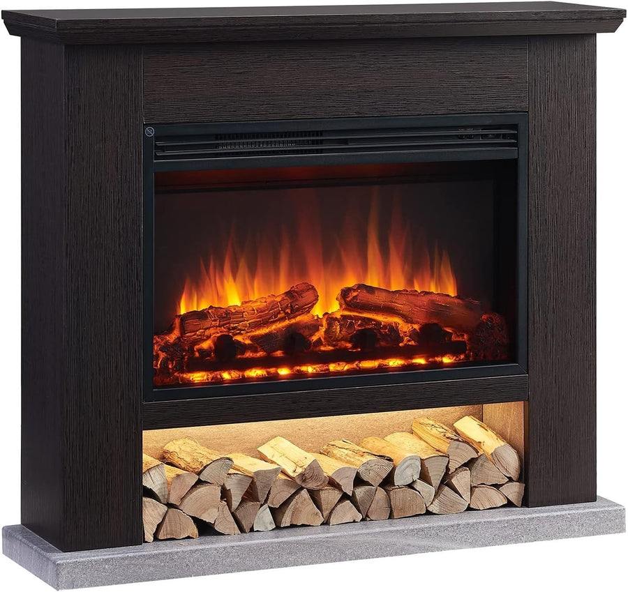 Electric Freestanding Fireplace 2000W Heater LED Flame Effect Remote