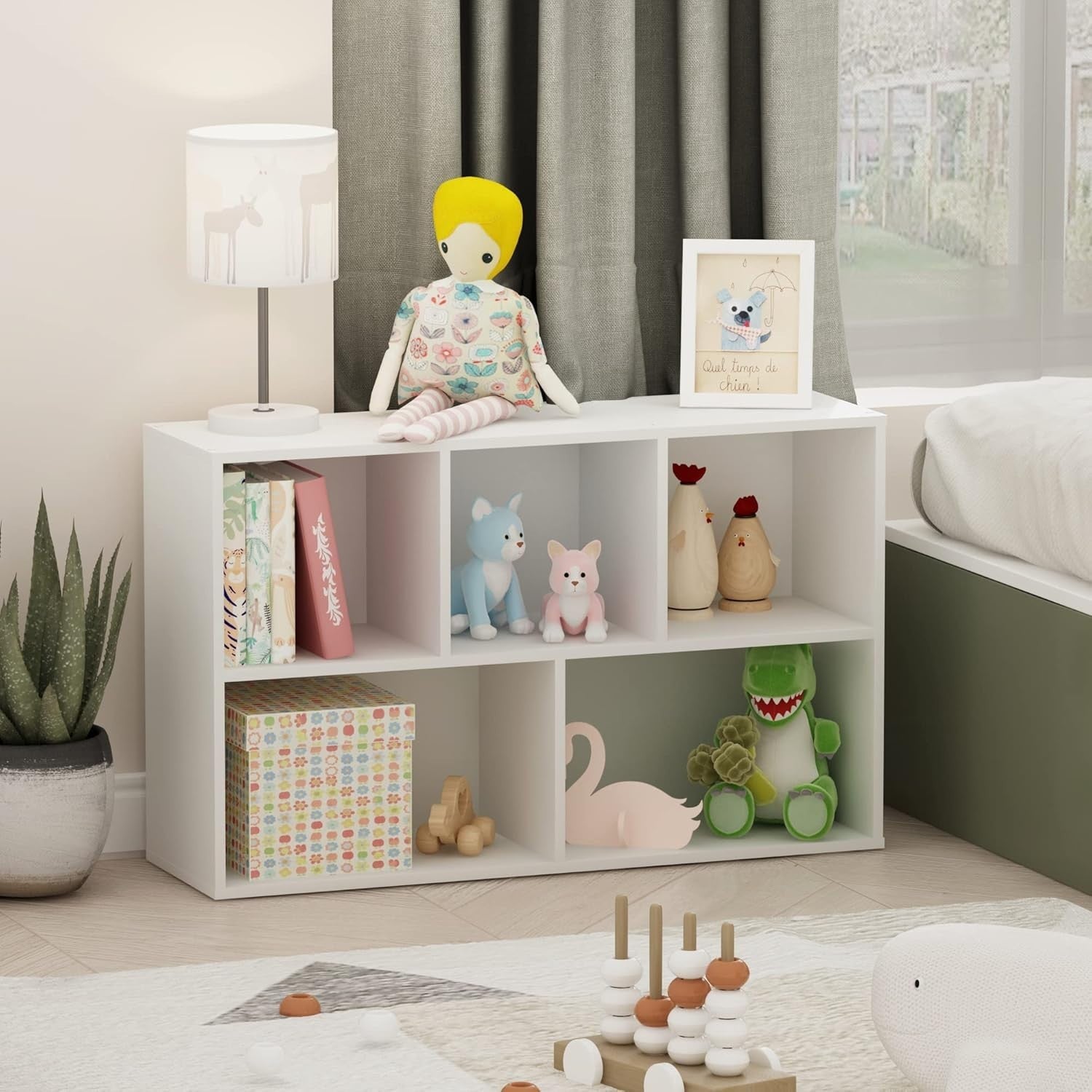 5 Cube No Tool Bookcase Storage Open Shelf Compact Design Organizer White