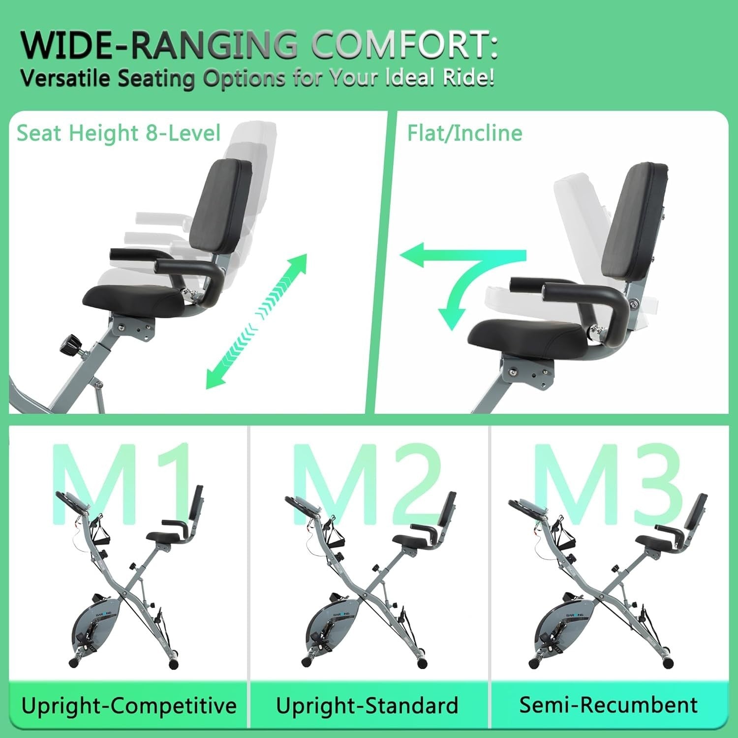 Foldable Magnetic Exercise Bike w/ Backrest, LCD Monitor & 330lb Capacity