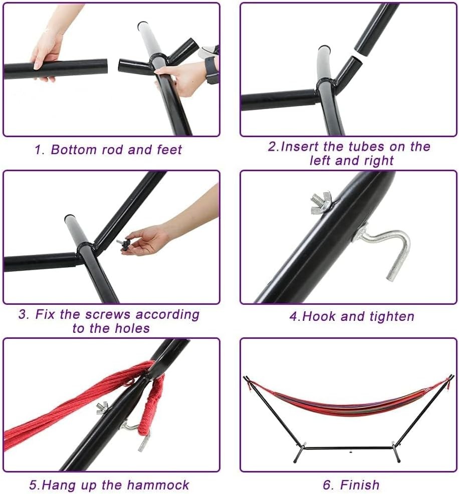 Heavy Duty Double Hammock Stand Portable Steel Frame for Patio & Indoor