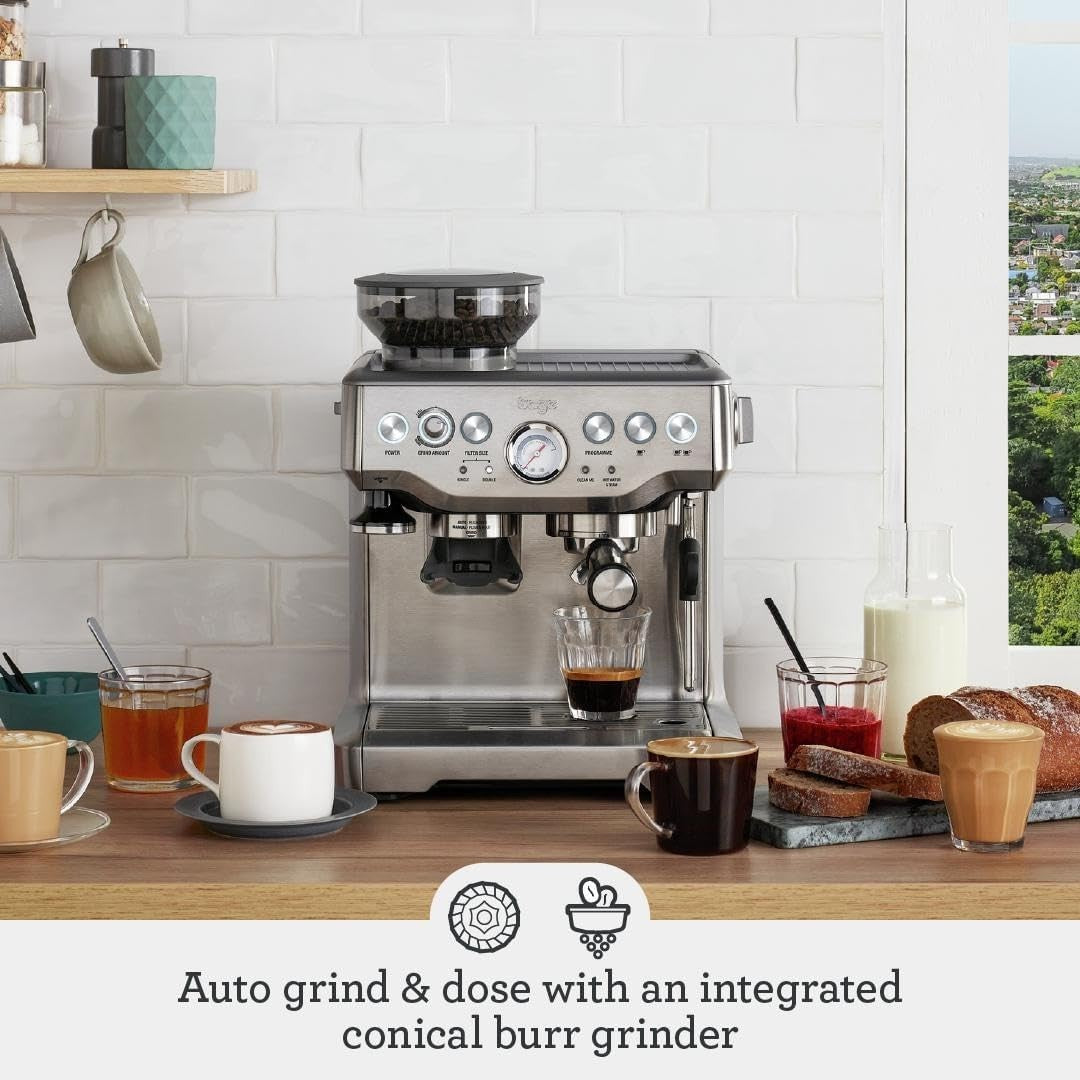 Barista Espresso Machine 15-Bar Pump with Grinder Milk Frother Black Gloss