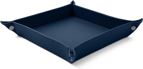 Leather Valet Tray Blue – Desk Organiser for Keys, Coins & Jewellery
