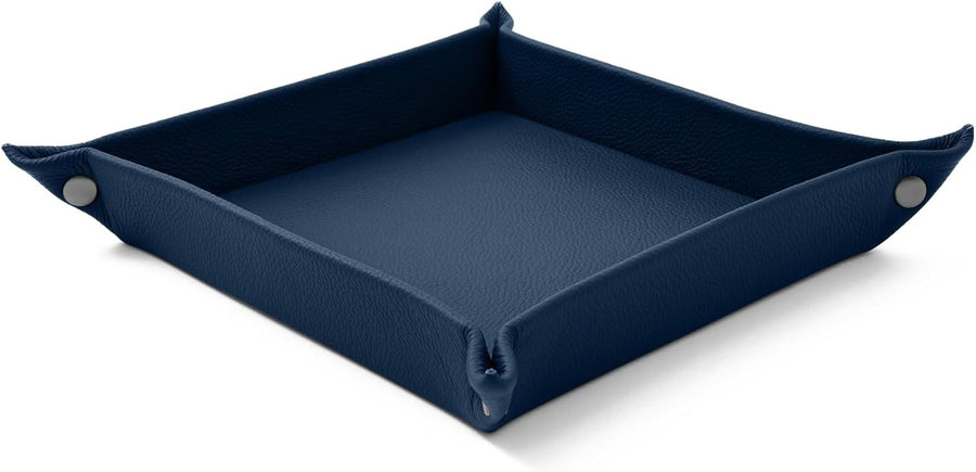 Leather Valet Tray Blue – Desk Organiser for Keys, Coins & Jewellery