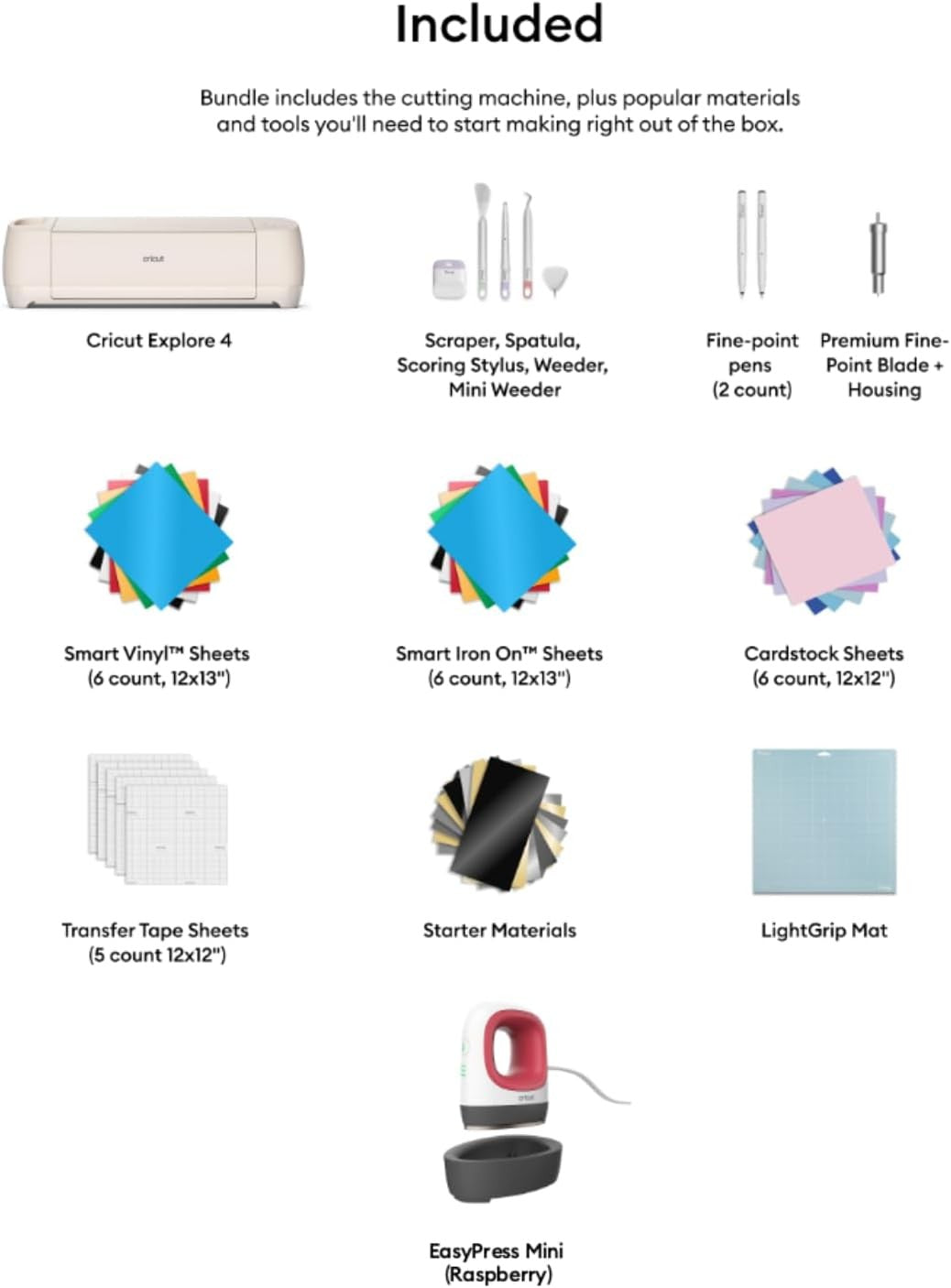 Smart Cutting Machine Starter Bundle Vinyl Cardstock Iron-On Crafts