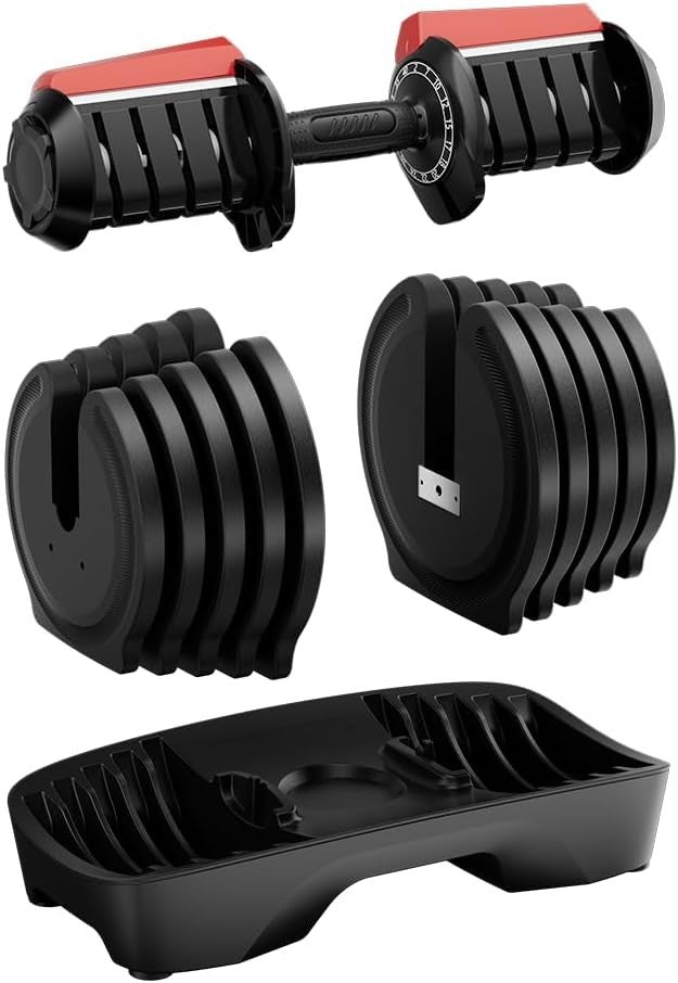 40kg Adjustable Dumbbells Pair 16-in-1 Quick Dial Home Gym Weights