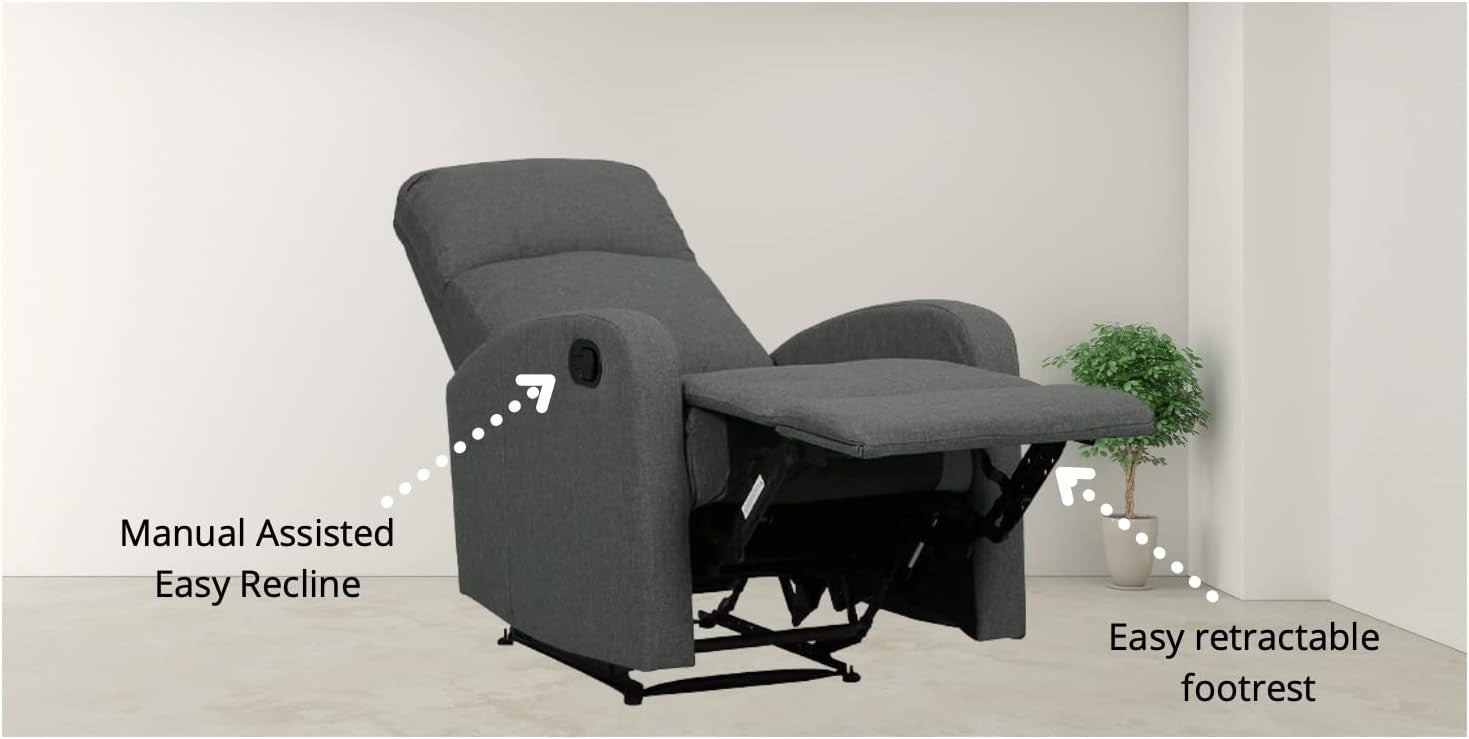 Charcoal Fabric Recliner Armchair Lounge Chair with Footrest Support