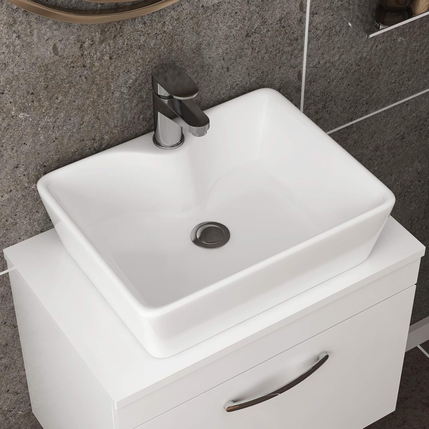 800mm White Floor Standing Bathroom Vanity Unit with Basin 2 Door Sink Cabinet
