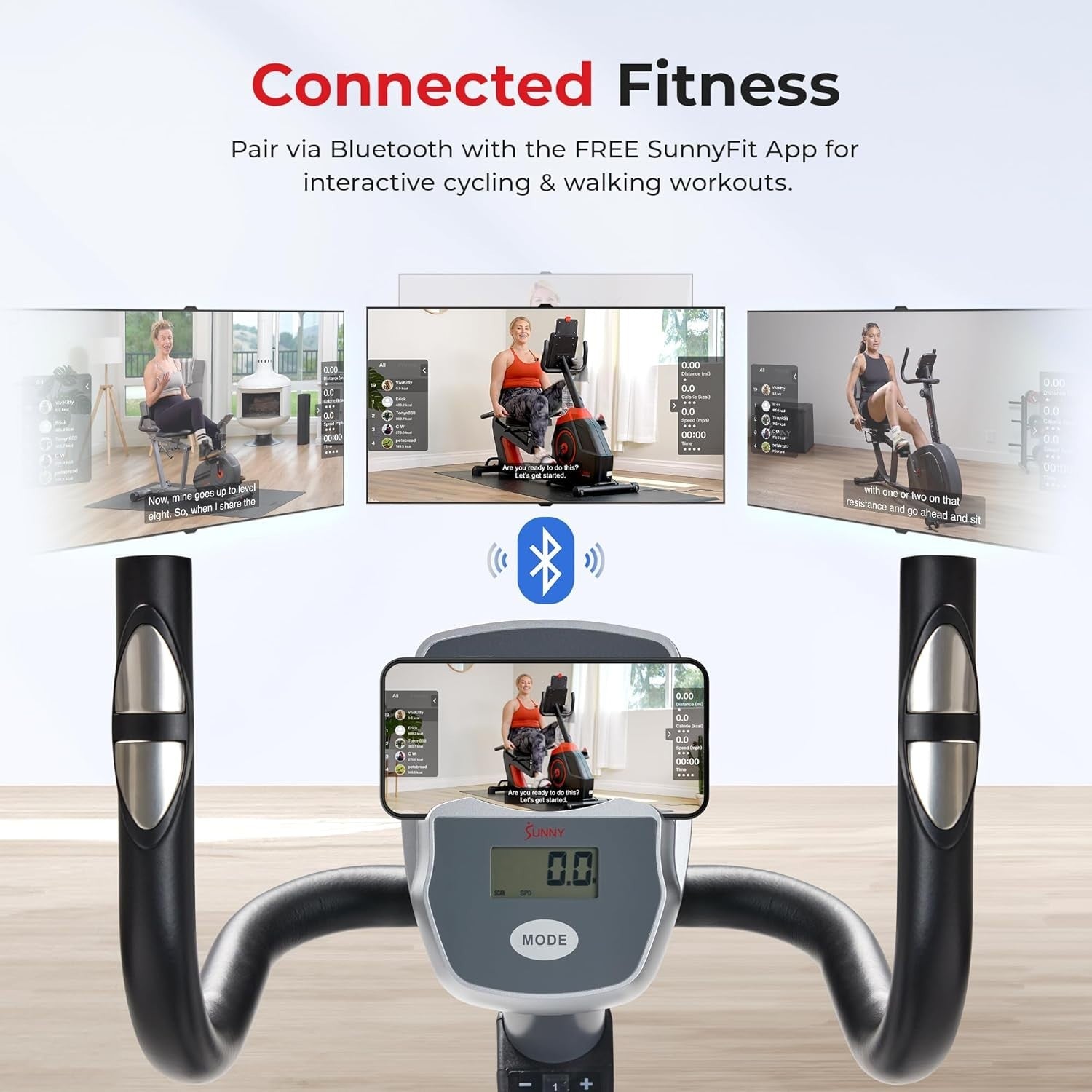 Exercise Bike Magnetic Bluetooth LCD Quiet Adjustable Seat Home Fitness