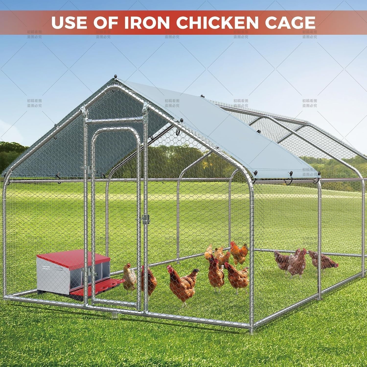 4 Chamber Galvanised Steel Chicken Nest Box Pull Out Tray