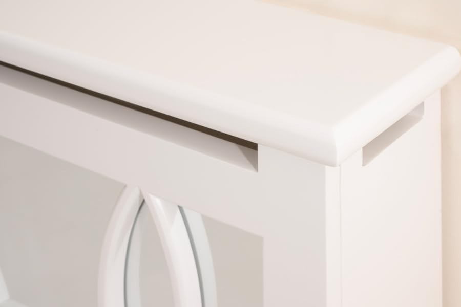 Luxury Mirrored Radiator Cover Bevelled Glass Cabinet Console Table White