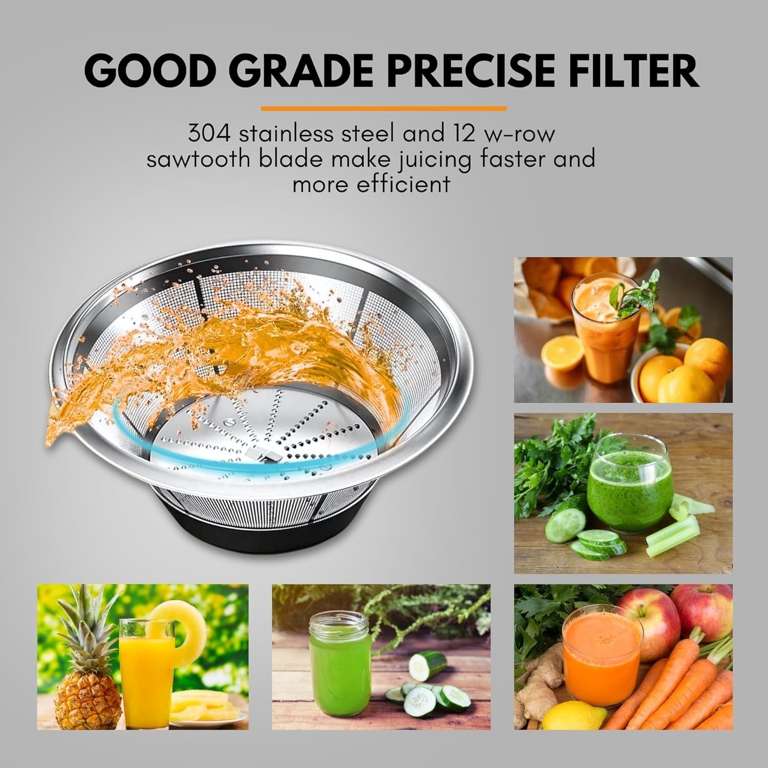 Juicer Blender Smoothie Maker 65mm Feed Chute 2 Speed Easy Clean 400W
