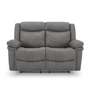 2 Seater Manual Recliner Sofa Grey Faux Leather Padded Lounge Couch