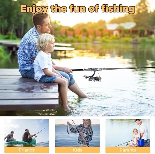 2.1M Telescopic Carbon Fiber Fishing Rod & Spinning Reel Combo Kit
